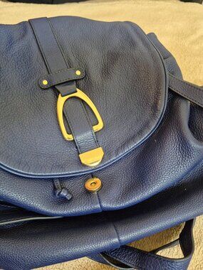 G.I.L.I. Genuine Leather Navy Blue Backpack